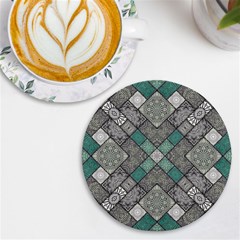 Mandala Decoration Flora Floral Flower Uv Print Round Tile Coaster by Vaneshop