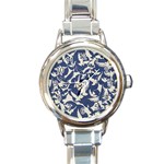 Bird Animal Animal Background Round Italian Charm Watch Front