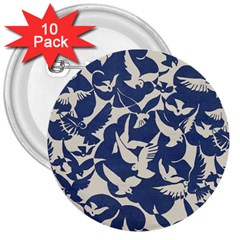 Bird Animal Animal Background 3  Buttons (10 Pack)  by Vaneshop