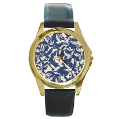 Bird Animal Animal Background Round Gold Metal Watch by Vaneshop