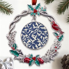 Bird Animal Animal Background Metal X mas Wreath Holly Leaf Ornament