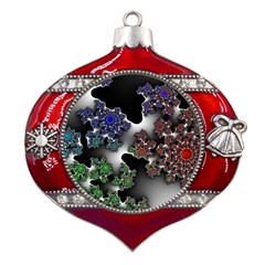 Piece Graphic Metal Snowflake And Bell Red Ornament