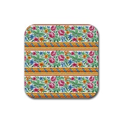 Flower Fabric Design Rubber Coaster (square) by Vaneshop