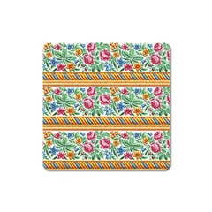 Flower Fabric Design Square Magnet by Vaneshop