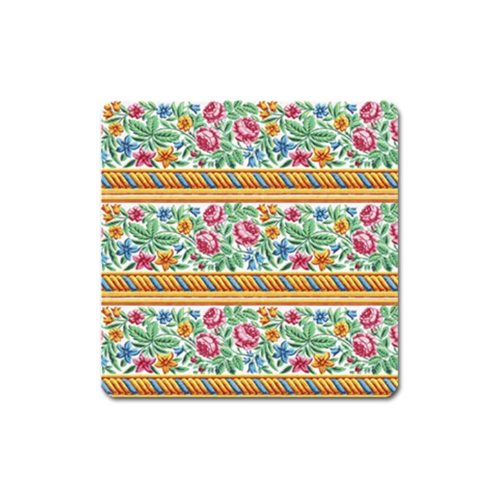 Flower Fabric Design Square Magnet