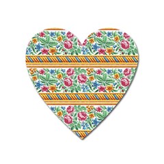 Flower Fabric Design Heart Magnet