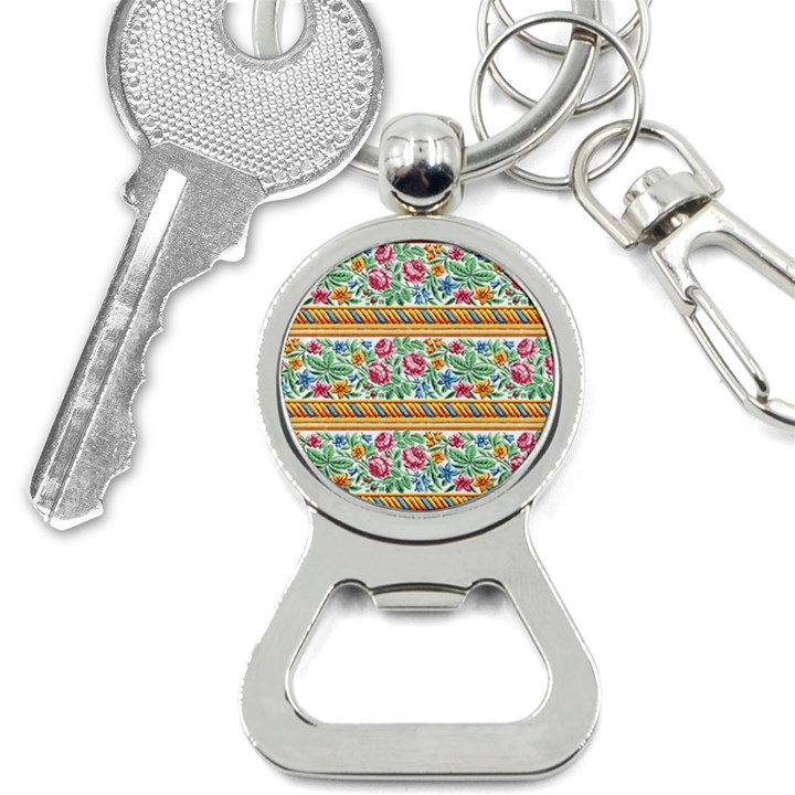 Flower Fabric Design Bottle Opener Key Chain