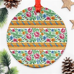 Flower Fabric Design Round Ornament (two Sides) by Vaneshop