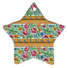 Flower Fabric Design Star Ornament (two Sides) by Vaneshop