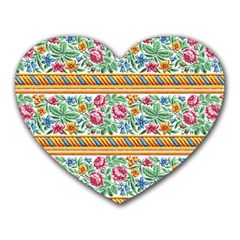 Flower Fabric Design Heart Mousepad by Vaneshop