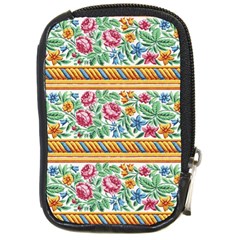 Flower Fabric Design Compact Camera Leather Case by Vaneshop