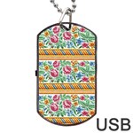 Flower Fabric Design Dog Tag USB Flash (One Side) Front