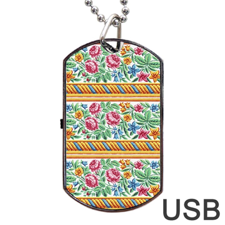 Flower Fabric Design Dog Tag USB Flash (One Side)