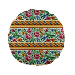 Flower Fabric Design Standard 15  Premium Round Cushions by Vaneshop