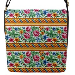 Flower Fabric Design Flap Closure Messenger Bag (s) by Vaneshop