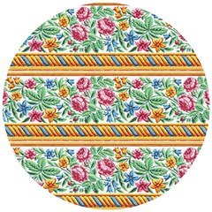 Flower Fabric Design Wooden Puzzle Round by Vaneshop