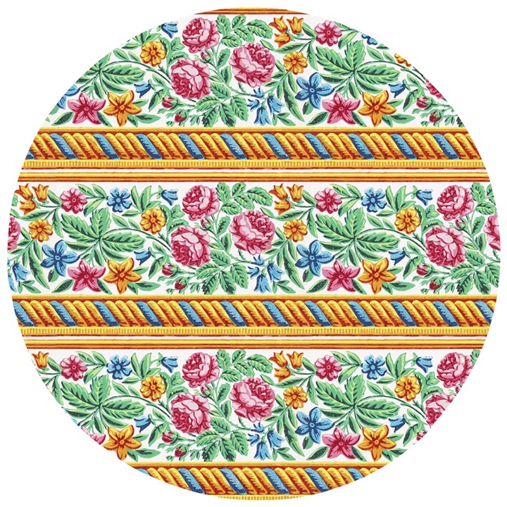 Flower Fabric Design Wooden Puzzle Round