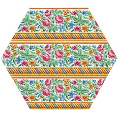 Flower Fabric Design Wooden Puzzle Hexagon by Vaneshop