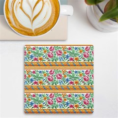 Flower Fabric Design Uv Print Square Tile Coaster  by Vaneshop