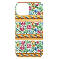 Flower Fabric Design Iphone 14 Black Uv Print Case