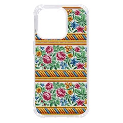 Flower Fabric Design Iphone 14 Pro Tpu Uv Print Case by Vaneshop