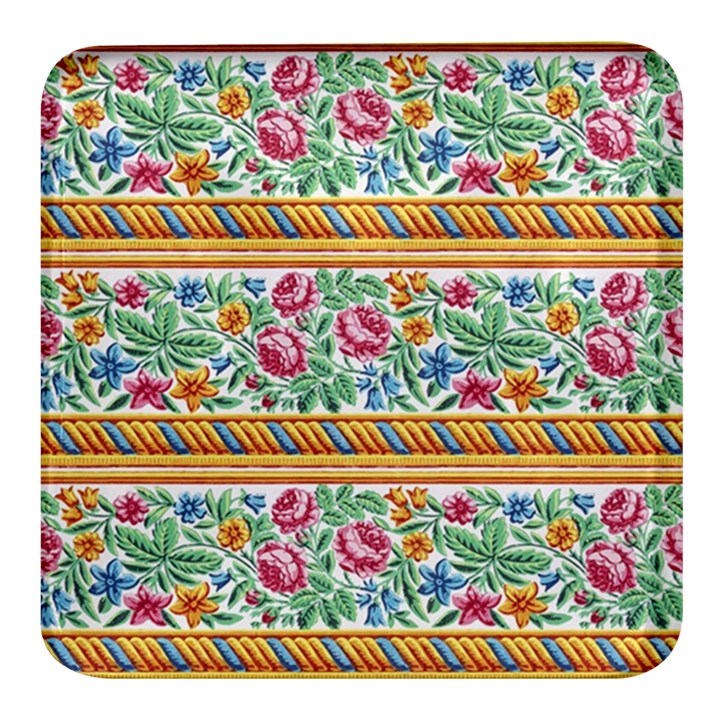 Flower Fabric Design Square Glass Fridge Magnet (4 pack)