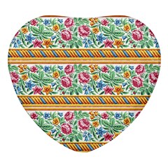 Flower Fabric Design Heart Glass Fridge Magnet (4 Pack)