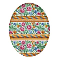 Flower Fabric Design Oval Glass Fridge Magnet (4 Pack)