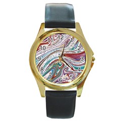 Abstract Background Ornamental Round Gold Metal Watch