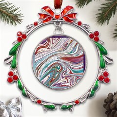 Abstract Background Ornamental Metal X mas Wreath Ribbon Ornament