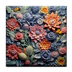 3d Flower Bloom Embossed Pattern Tile Coaster by Vaneshop