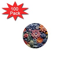 3d Flower Bloom Embossed Pattern 1  Mini Buttons (100 Pack)  by Vaneshop