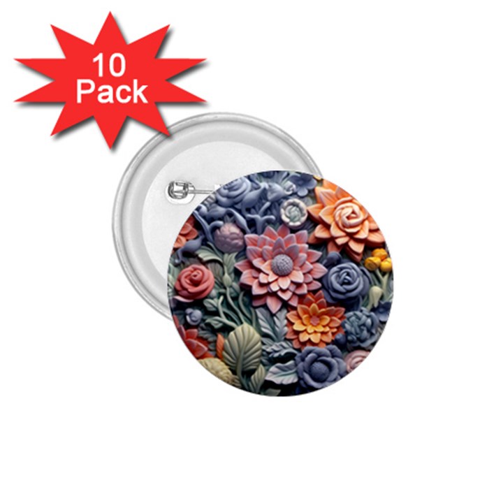 3d Flower Bloom Embossed Pattern 1.75  Buttons (10 pack)