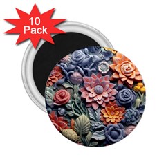 3d Flower Bloom Embossed Pattern 2 25  Magnets (10 Pack)  by Vaneshop