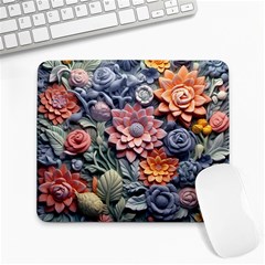 3d Flower Bloom Embossed Pattern Large Mousepad by Vaneshop