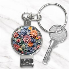 3d Flower Bloom Embossed Pattern Nail Clippers Key Chain by Vaneshop