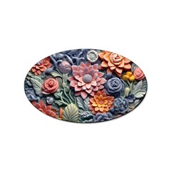 3d Flower Bloom Embossed Pattern Sticker (oval) by Vaneshop