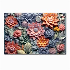 3d Flower Bloom Embossed Pattern Postcard 4 x 6  (pkg Of 10) by Vaneshop