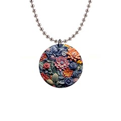 3d Flower Bloom Embossed Pattern 1  Button Necklace by Vaneshop