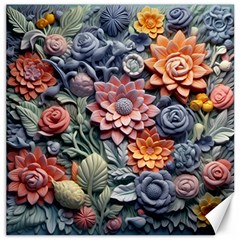 3d Flower Bloom Embossed Pattern Canvas 20  X 20  by Vaneshop