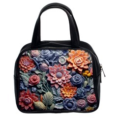 3d Flower Bloom Embossed Pattern Classic Handbag (two Sides) by Vaneshop