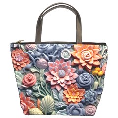 3d Flower Bloom Embossed Pattern Bucket Bag by Vaneshop