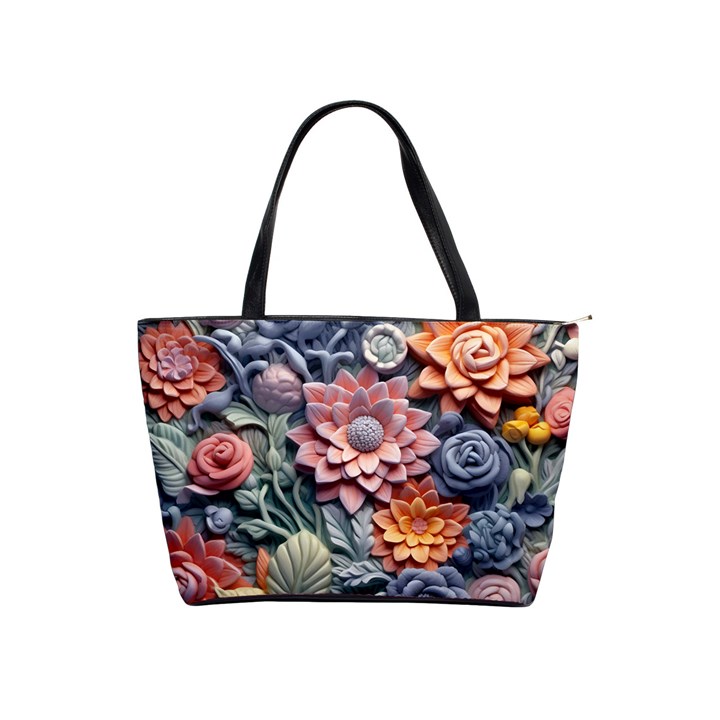 3d Flower Bloom Embossed Pattern Classic Shoulder Handbag