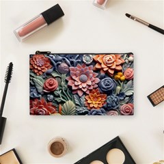 3d Flower Bloom Embossed Pattern Cosmetic Bag (small) by Vaneshop