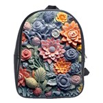 3d Flower Bloom Embossed Pattern School Bag (Large) Front