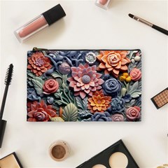 3d Flower Bloom Embossed Pattern Cosmetic Bag (medium) by Vaneshop