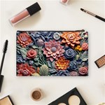 3d Flower Bloom Embossed Pattern Cosmetic Bag (Medium) Back