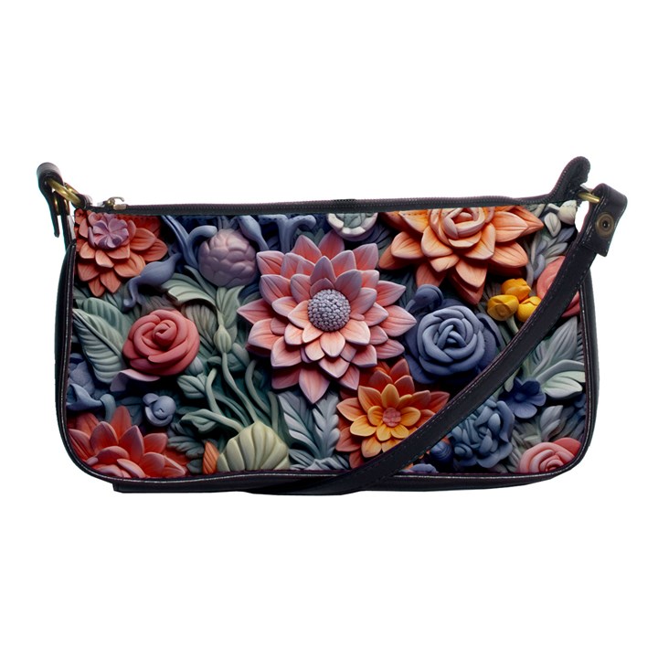 3d Flower Bloom Embossed Pattern Shoulder Clutch Bag