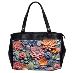 3d Flower Bloom Embossed Pattern Oversize Office Handbag (2 Sides) by Vaneshop