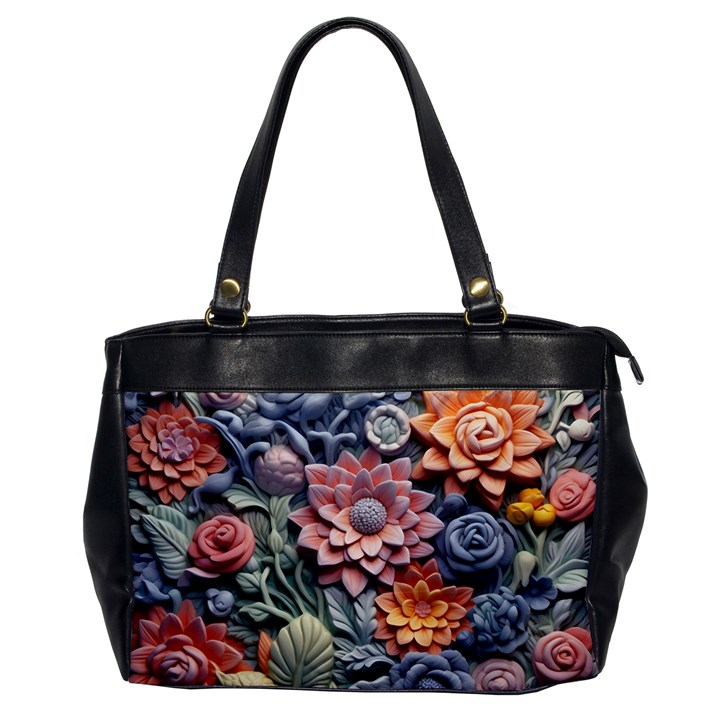 3d Flower Bloom Embossed Pattern Oversize Office Handbag